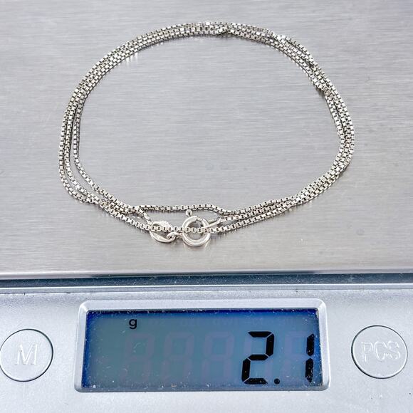 Vintage Italy Sterling Silver 925 Box Chain Necklace 18" - Picture 3 of 3